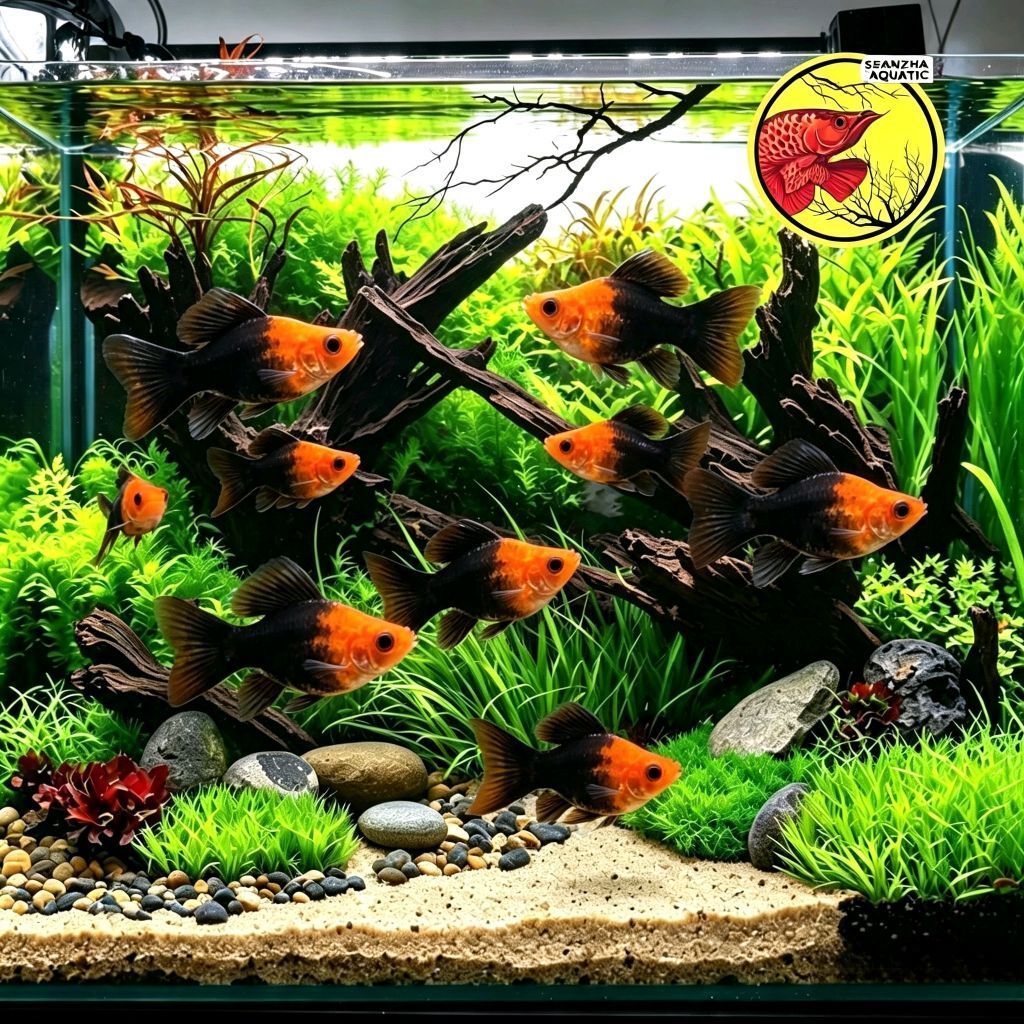 Ikan platy golden black balon lyretail pair