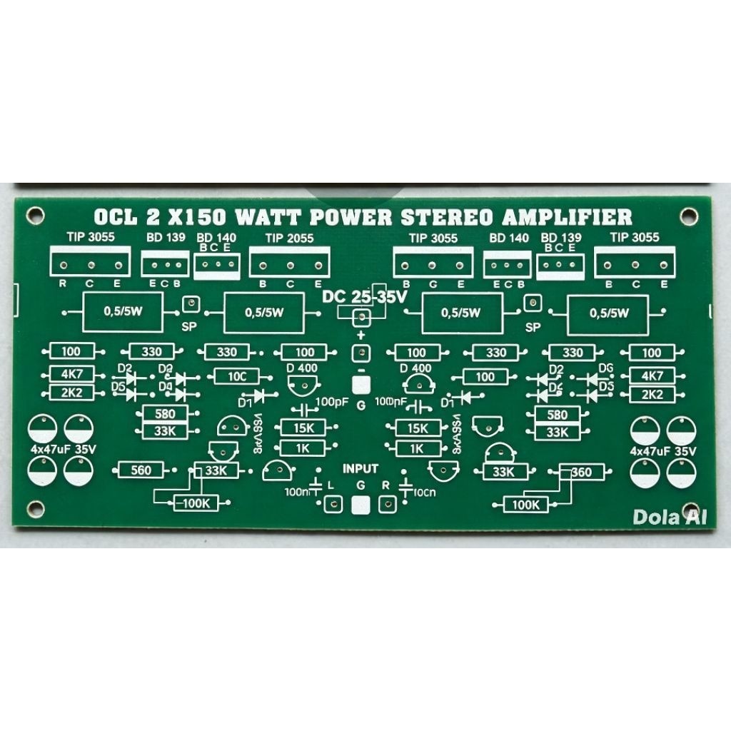 PCB 2 X 150W Stereo OCL Power Amplifier