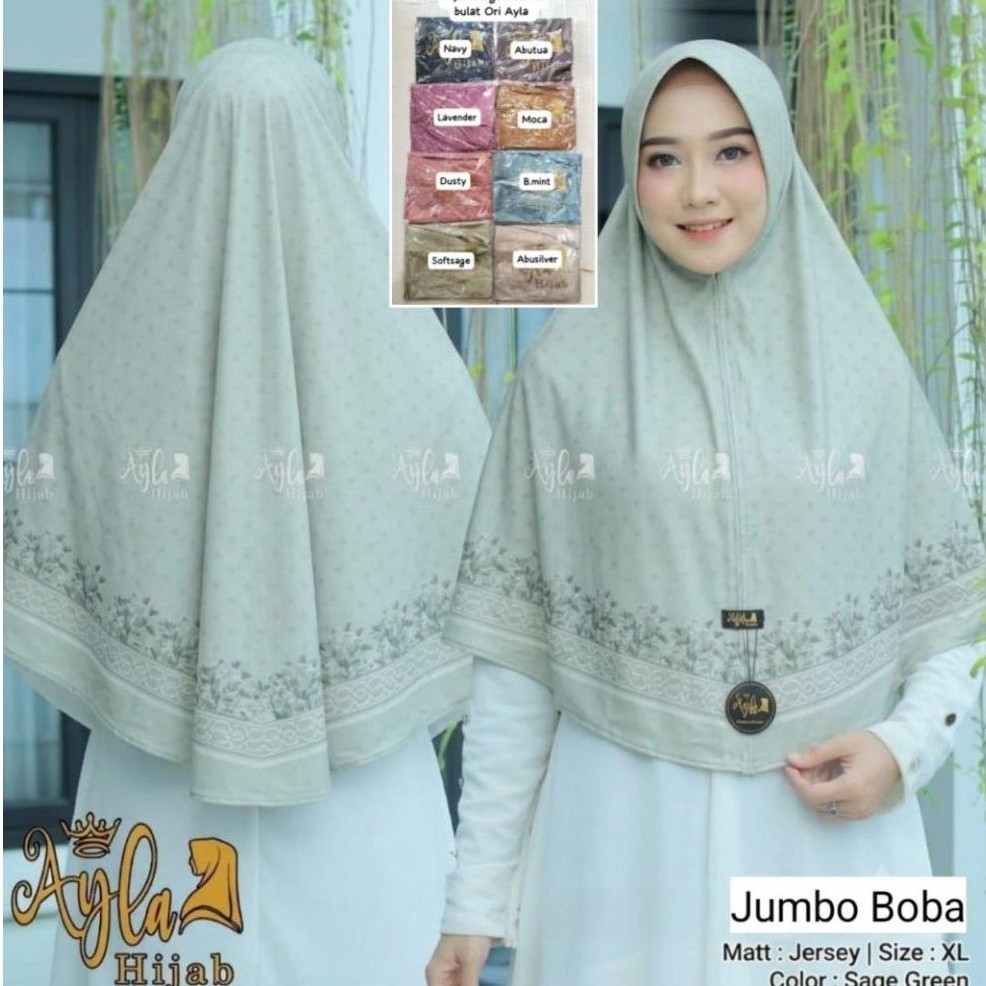 Hijab bergo jumbo motif boba/hijab bergo motif ori ayla