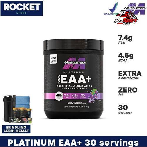 MuscleTech Platinum EAA+ 30 Servings USA | Essential Amino Acids + Electrolytes | 7.4g EAA & 4.5g BC