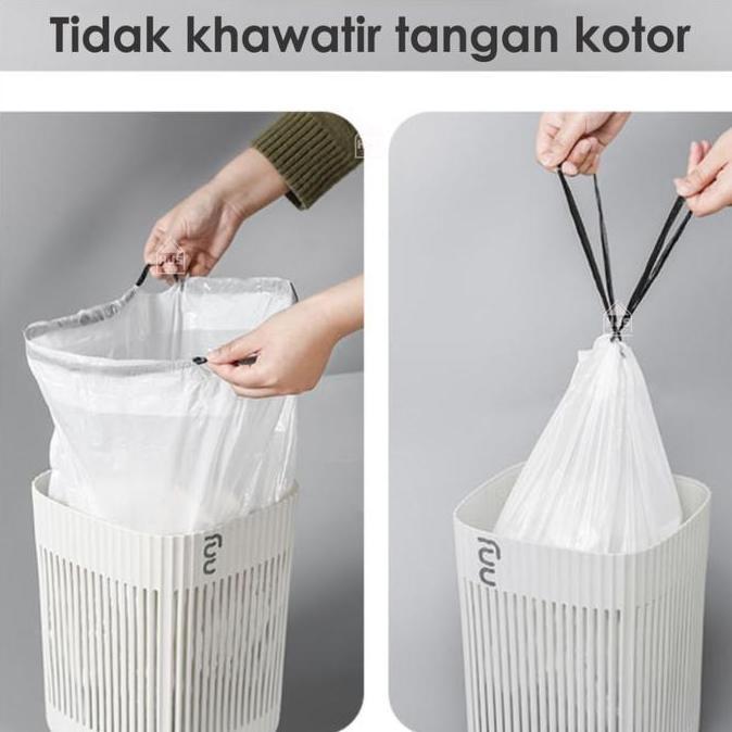 Promo Hjs Kantong Sampah Tali Serut Premium Ukuran 45X45Cm Warna Putih - Kresek Sampah Hitam Tidak M