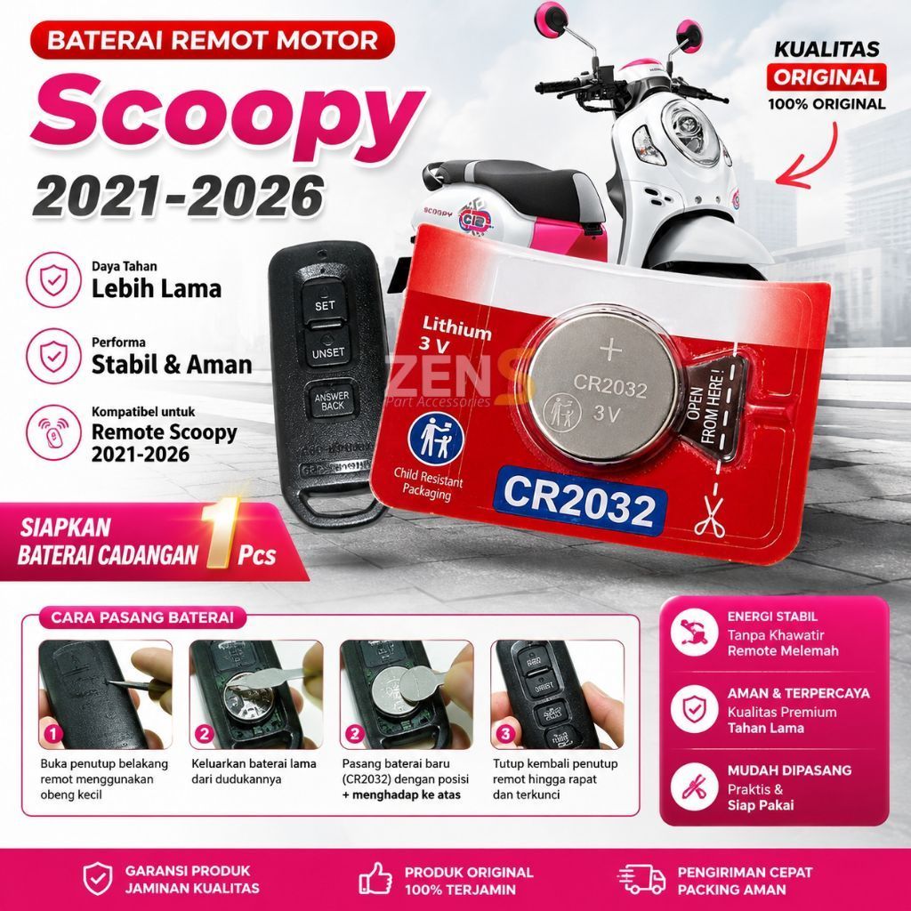 Baterai Remot Scoopy 2021 2022 2023 2024 2025 Prestige Stylish Batre Kunci Remot Keyless