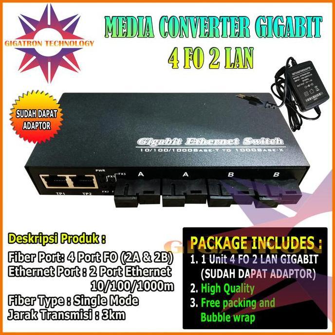 NEW Switch Fiber Optik Ethernet Fiber Switch Gigabit 4 FO 2 LAN