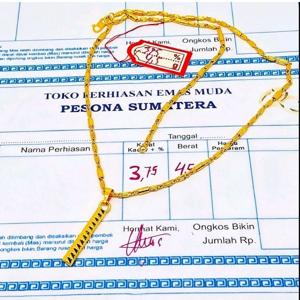 KALUNG BAMBU LIONTIN BAMBU BRACELET PERHIASAN WANITA BERLAPIS EMAS MUDA FREE SURAT DARI TOKO