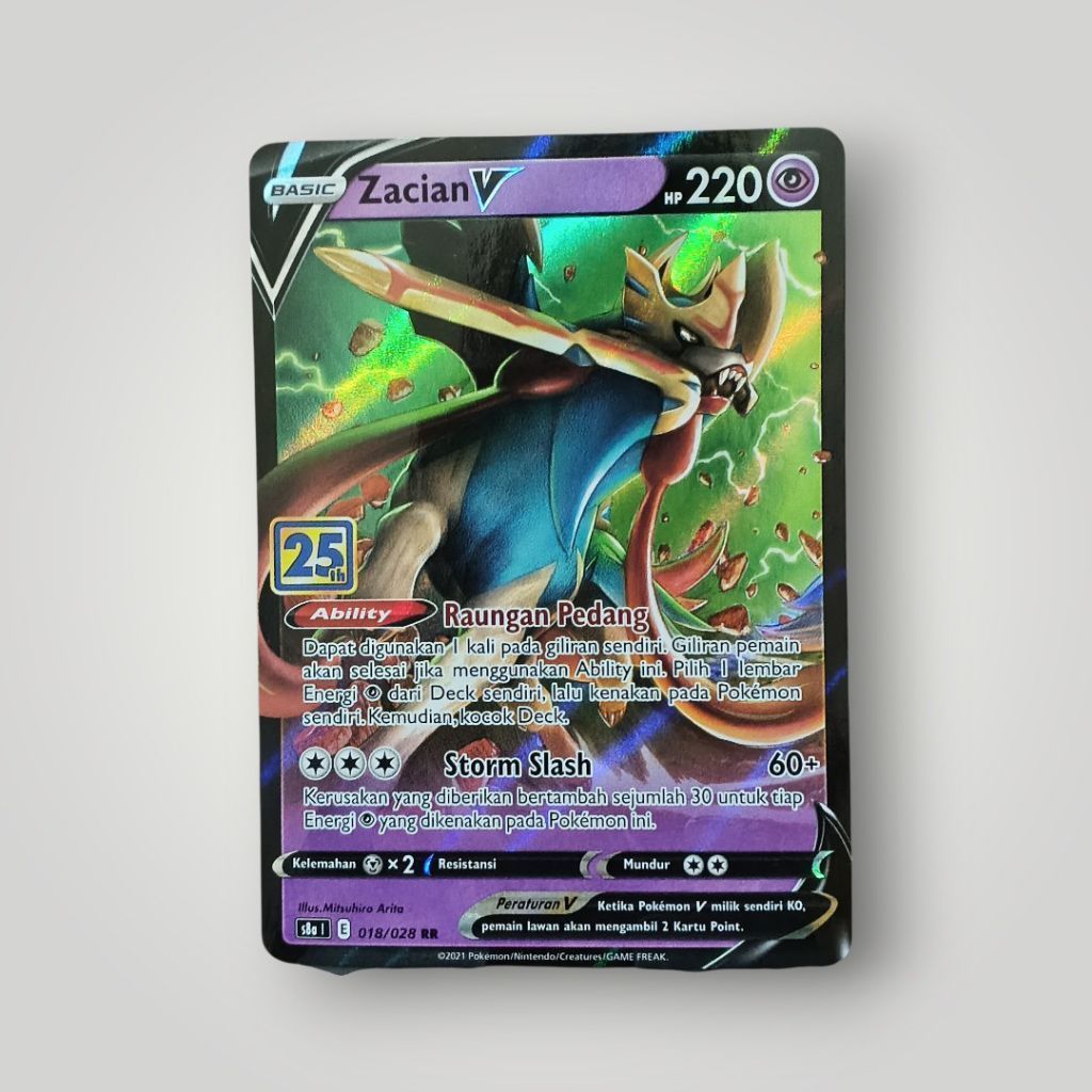 kartu pokemon 25th Zacian V 2021 ID