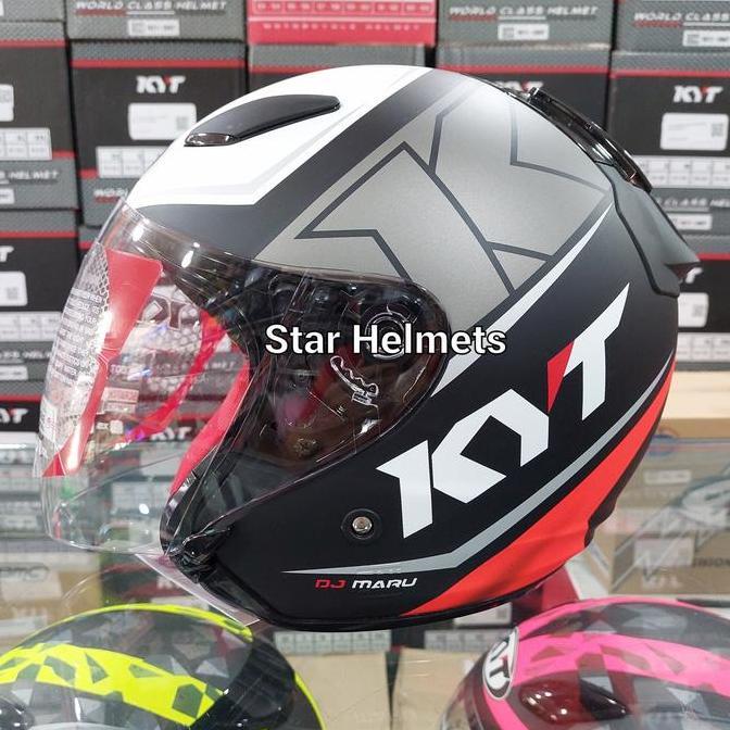 Helm KYT DJ Maru Motif #17 Matt Black / Red Fluo