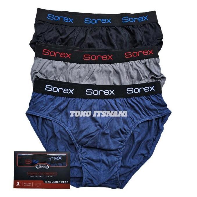 Cd Pria Sorex M 3007 Katun Karet Boxer Isi 3pcs | Celana Dalam Cowok Sorek Berkualitas