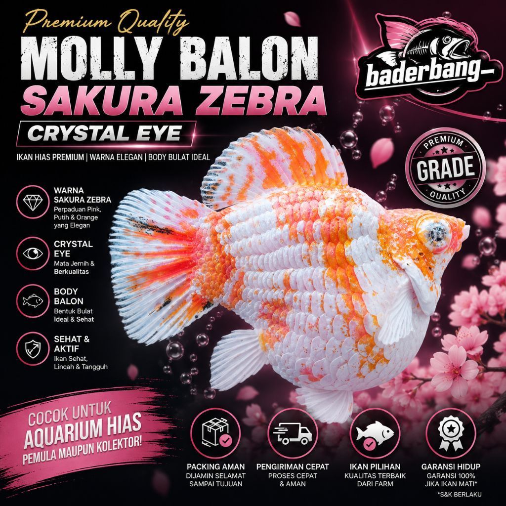 MOLLY SAKURA ZEBRA CRYSTAL BLUE EYES LINE THAILAND || IKAN MOLLY || IKAN HIAS