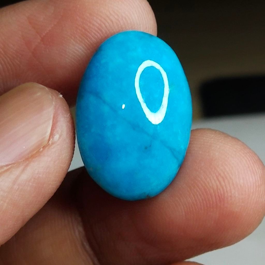 Natural Turqoise / Pirus Persia Memo 21 x 14 x 6 mm 16.2 Ct Biru Polos Super Oval Cabochon NTD YGL 2