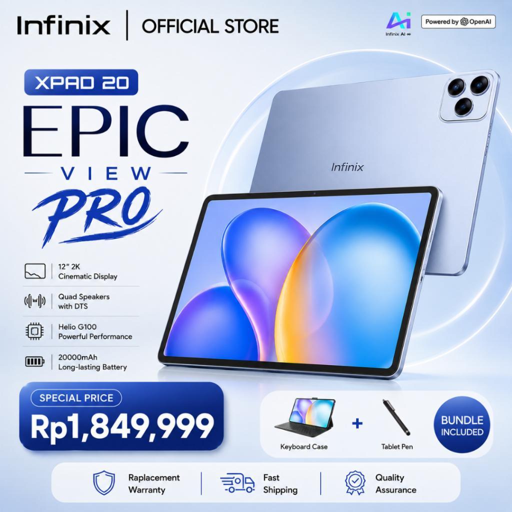 [ Spaylater 0% ] Infinix Xpad 20 Pro 12" 16Gb Ram + 512Gb Rom | Super Cepat & Smooth | Layar Besar |