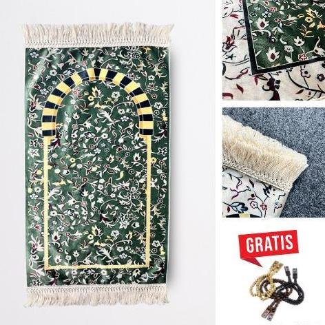 Litgo- Yallahajj Sejadah Mini Motif Raudhah 50X35 Cm Sajadah Travel Rumbai