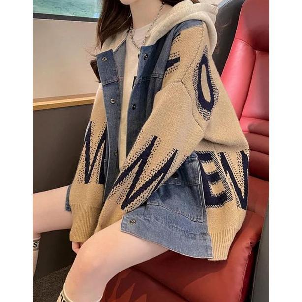 NEW JAKET DENIM ZIGZAG OVERSIZE - JAKET ZIPPER HOODIE GAYA KOREAN - PATCH WORK JAKET