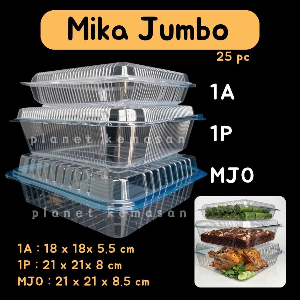 [ 25 pc ] plastik mika kue ukuran 1A / mika kotak besar / box mika kue bolu besar / mika BX 1A mika 