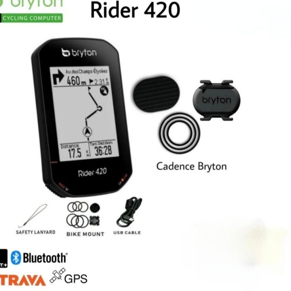 Speedometer sepeda Bryton Rider 420 bundling sensor Cadence Bryton