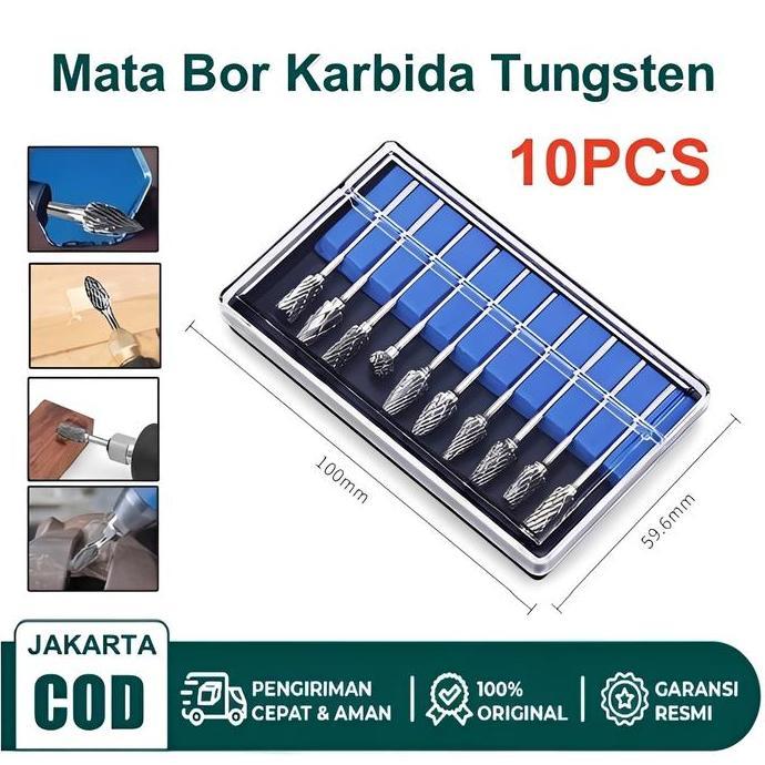 THISBUY Set 10pcs Mata Bor Tuner Cuner Porting Karbida Tungsten untuk Mini Grinder dan Bor Listrik