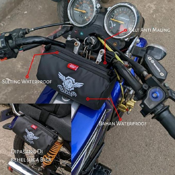 (ORI) SIDE BAG TOURING WATERPROOF TAS MOTOR SAMPING BELAKANG DEPAN BOX HONDA WIN FIZR RX KING CHOPPE