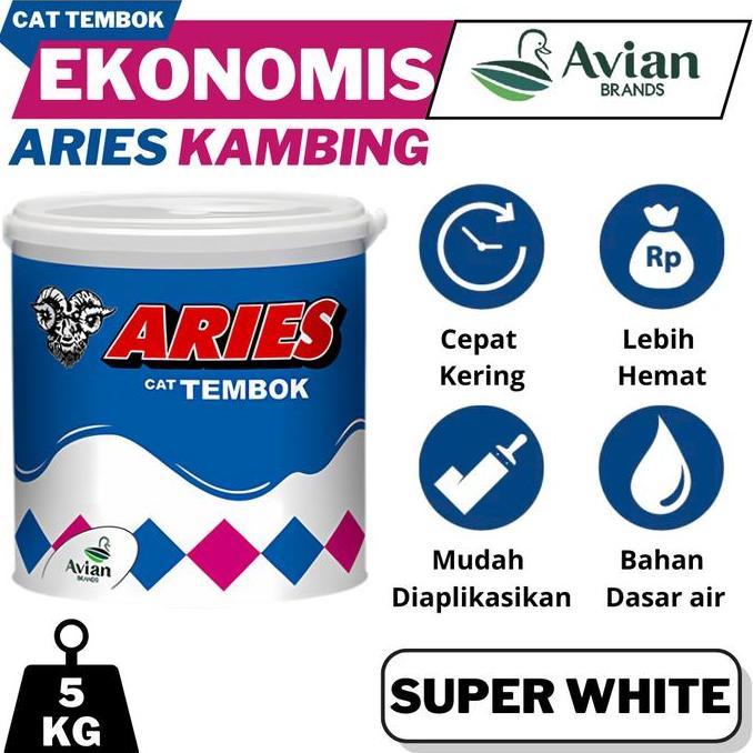 Avian Cat Tembok Aries Kambing 5Kg Avian Aries 5Kg Cat Tembok Aries Super White / Putih 5Kg