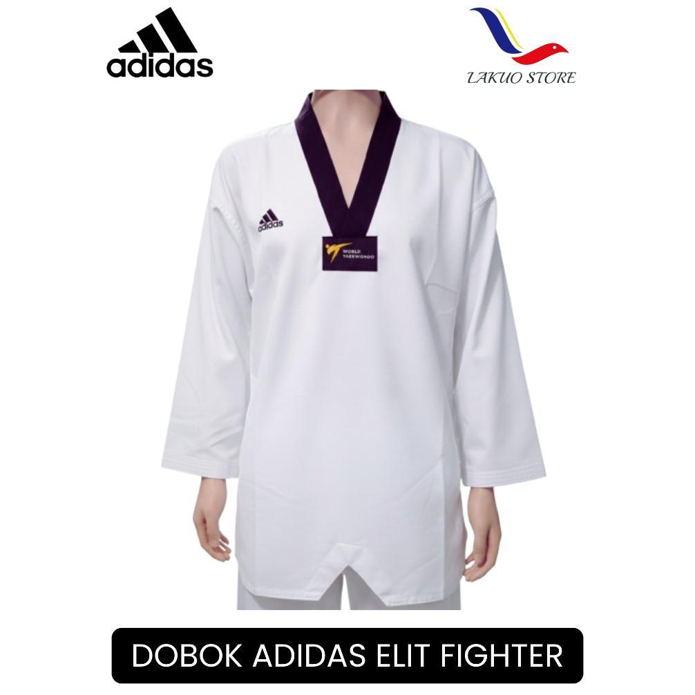 DOBOK ADIDAS ELITE FIGHTER / UNIFORM TAEKWONDO /  KERAH HITAM (TERBAIK) (TERBARU) (TERMURAH)