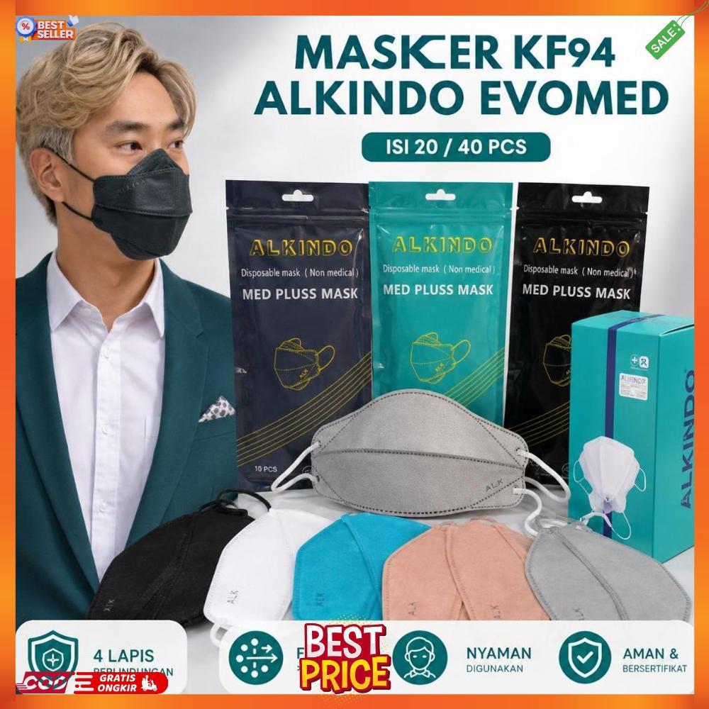 MASKER KF94 4PLY ALK ALKINDO EVO MEDPLUS POKANA ISI 20 / 40 pcs MIX | NEW MASKER KF94 4PLY ALKINDO