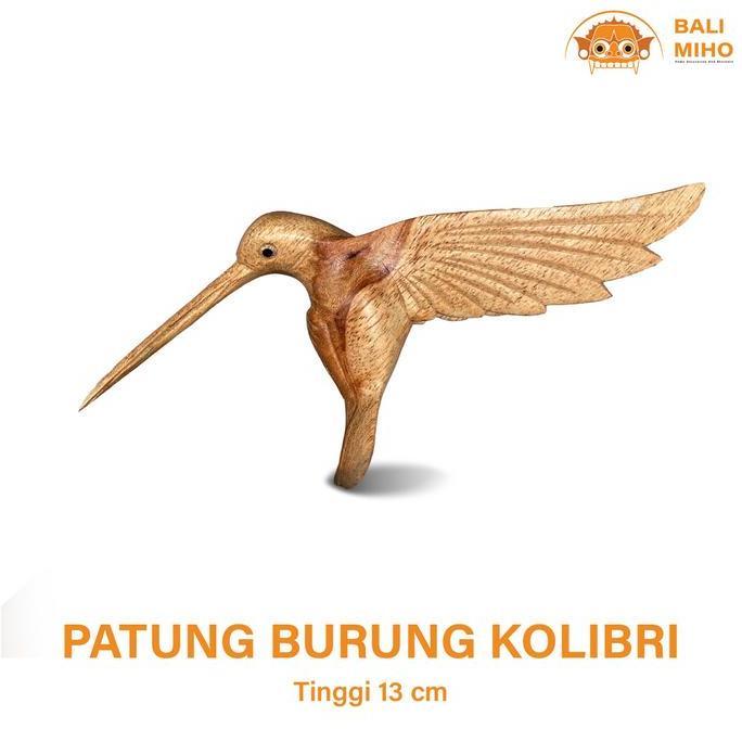 {{{{{{] Patung Burung Kolibri Tinggi 13 cm -Patung Burung Kayu - Patung Burung