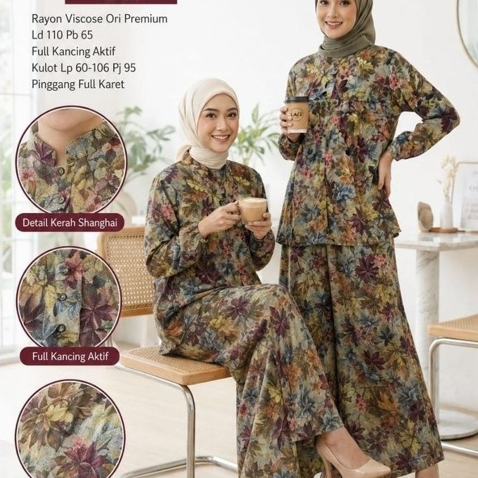 Narita Set Kulot Rayon Motif Bunga (Athaya)