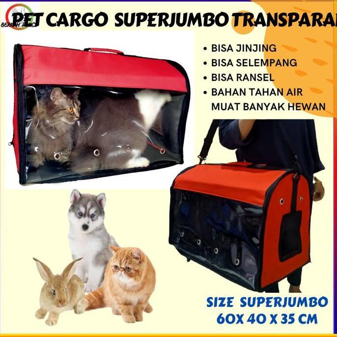 ASIKALAMA776 - PET CARGO SUPER JUMBO TRANSPARAN & POLOS TAS KUCING ANJING TAHAN AIR