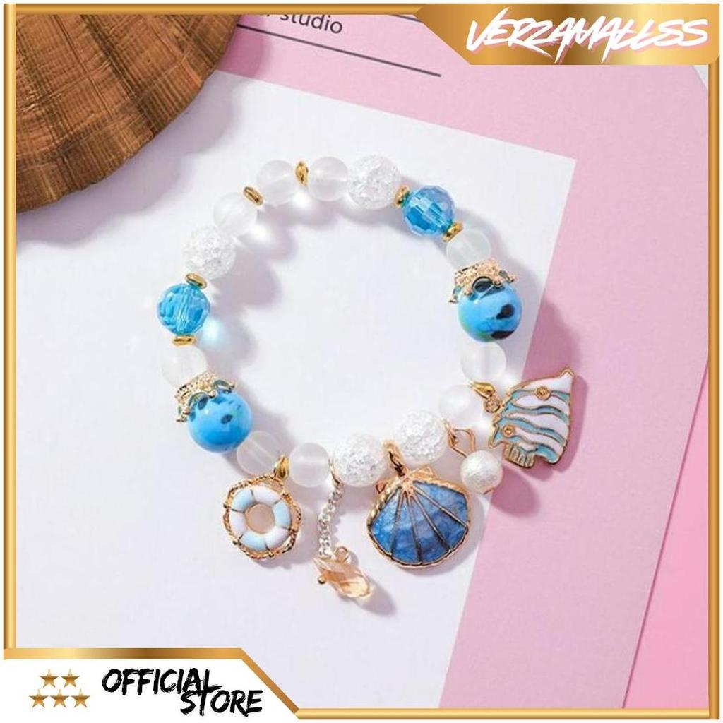 Gelang Kristal Gaya Korea Motif KERANG/Gelang wanita Free Box ASA Teratas