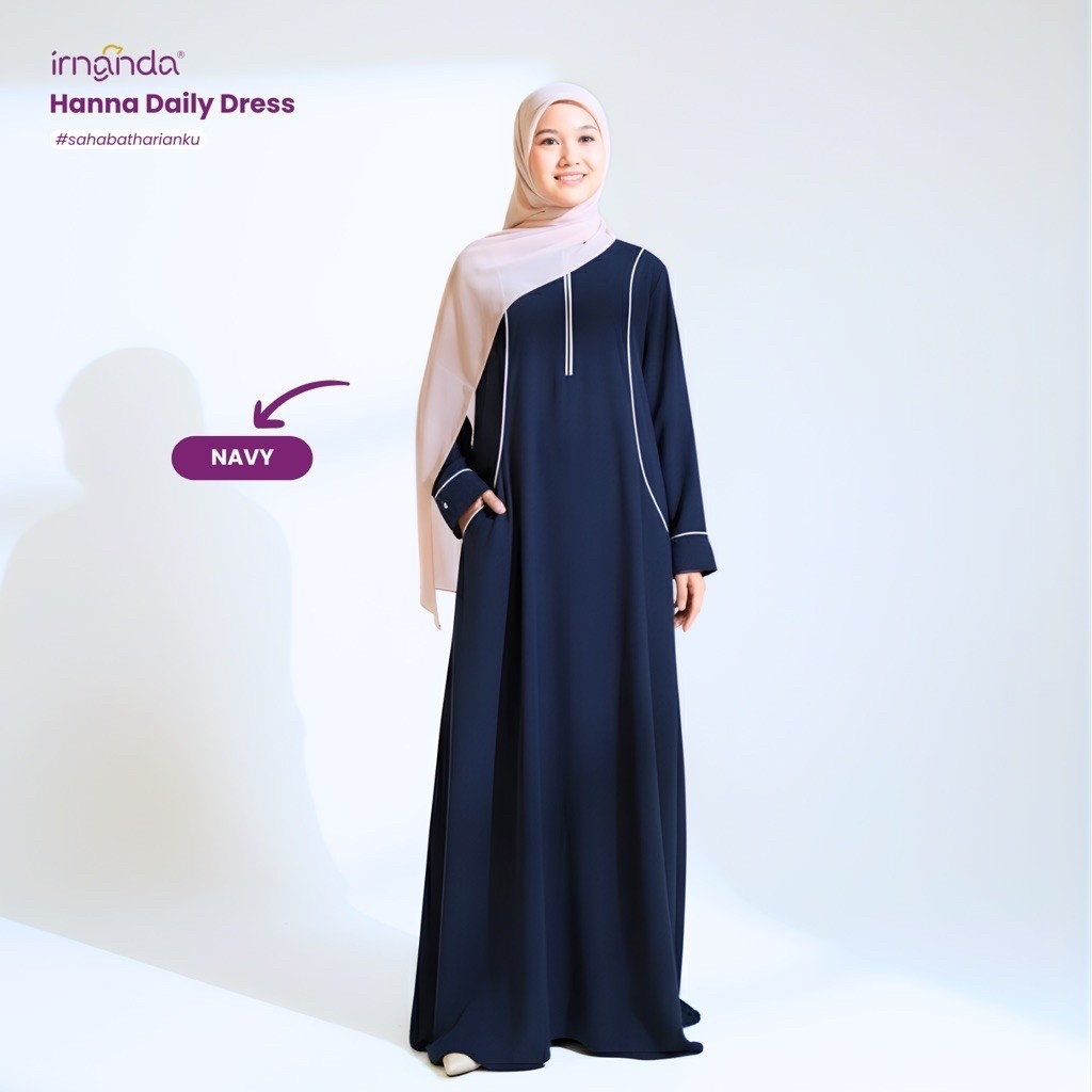 Irnanda Gamis Hanna Dress Abaya Polos Premium Wanita Dewasa Remaja Terbaru Bahan Madeline Busui Wudh