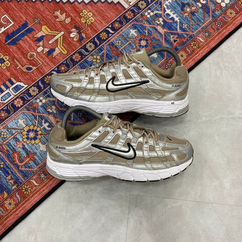 [Size 40] Nike P-6000 Khaki Metallic Silver Second Original