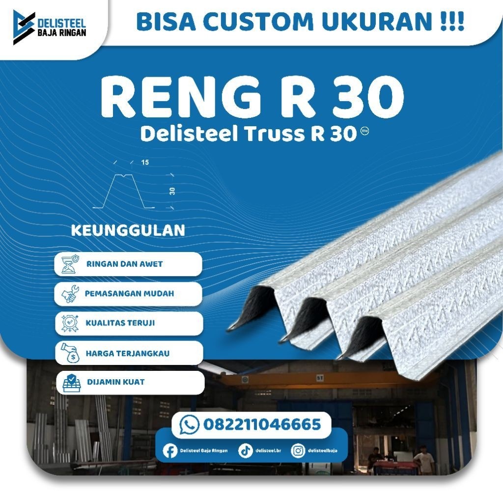 Reng Galvalum Baja Ringan - Delisteel Truss R 30 Reng Ringan & Kuat Cocok Untuk Rangka Atap