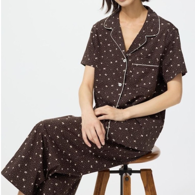 UNIQLO AIRism Katun Piyama Lengan Pendek Celana Panjang Set  Pajamas Short Original