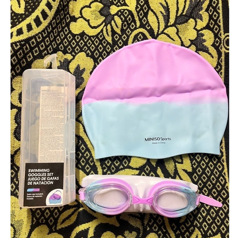 (PRELOVED) kata mata & topi renang - MINISO SPORT