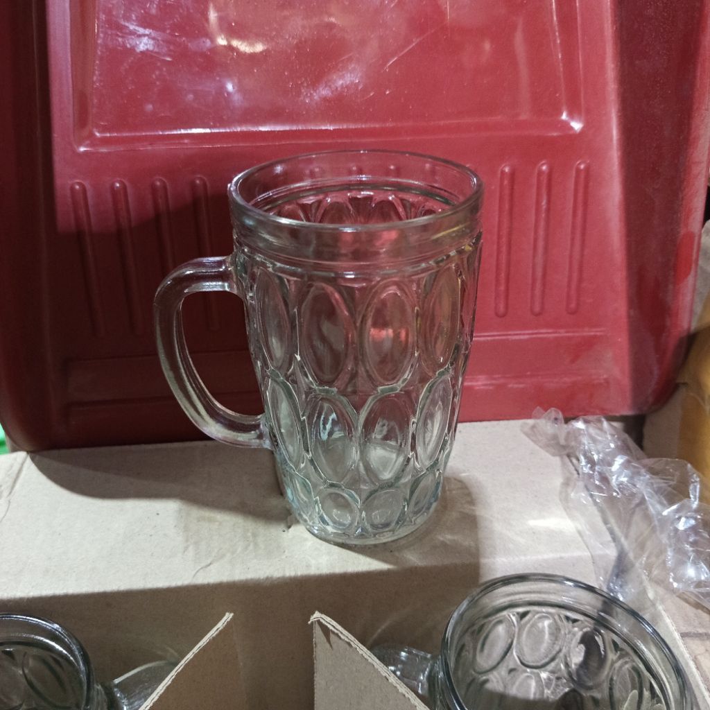 (6 pcs) gelas kaca gelas gagang jempol gelas ie gelas teh manis