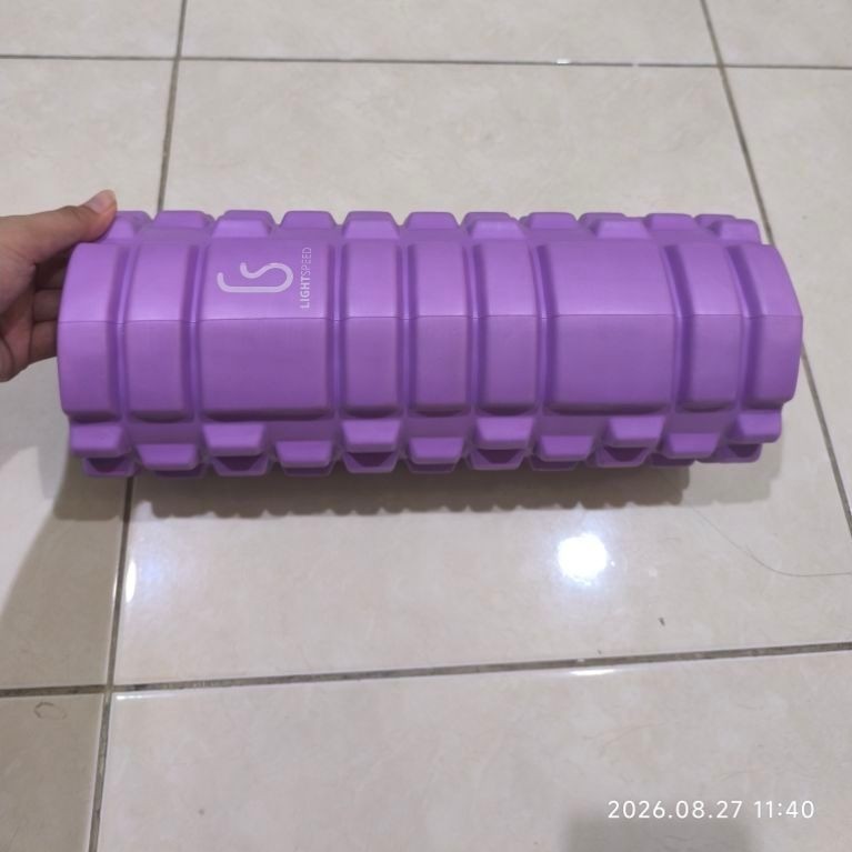 [PRELOVED] Lightspeed Yoga / Pilates Foam Roller dan Resistance Band Warna Ungu Purple