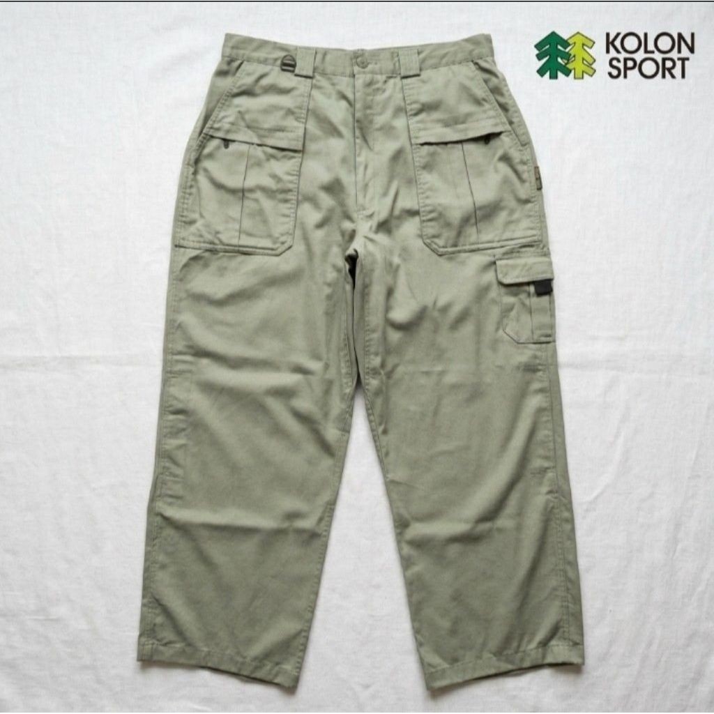 VINTAGE 90s KOLON SPORT Cargo Utility fatigue multipockets Pants Sage Green (1993 Archive) - P103 LP