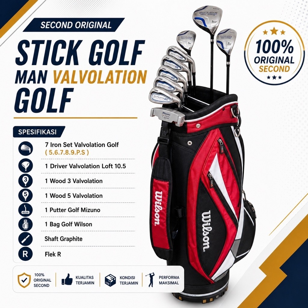 Stick Golf Man Valvolation Golf Set Shaft Graphite Flek Reguler Second Original Fullset Bag Golf