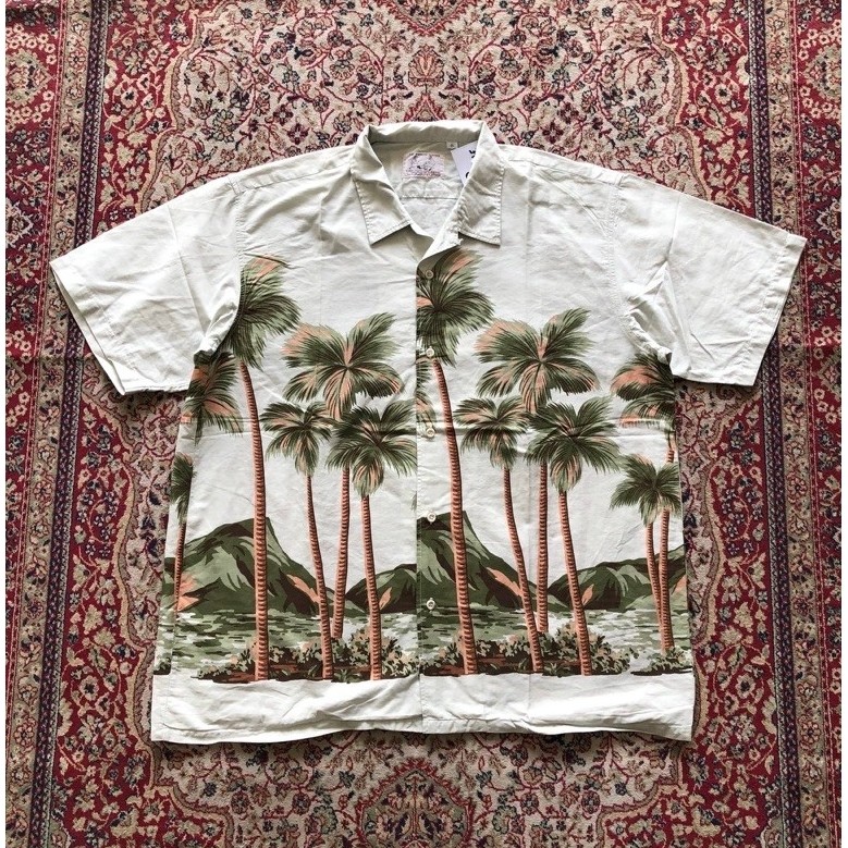 Kemeja The working clothes palm hawaiian shirt Vintage Hawaiian shirt Hj064