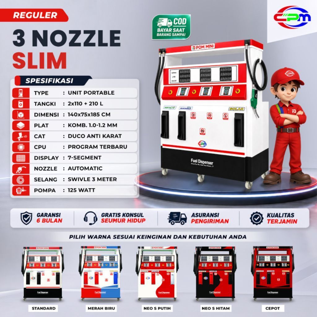 POM MINI - Pertamini Digital 3 Nozzle Slim 210+ 2x110L Original ( Produk CPM )