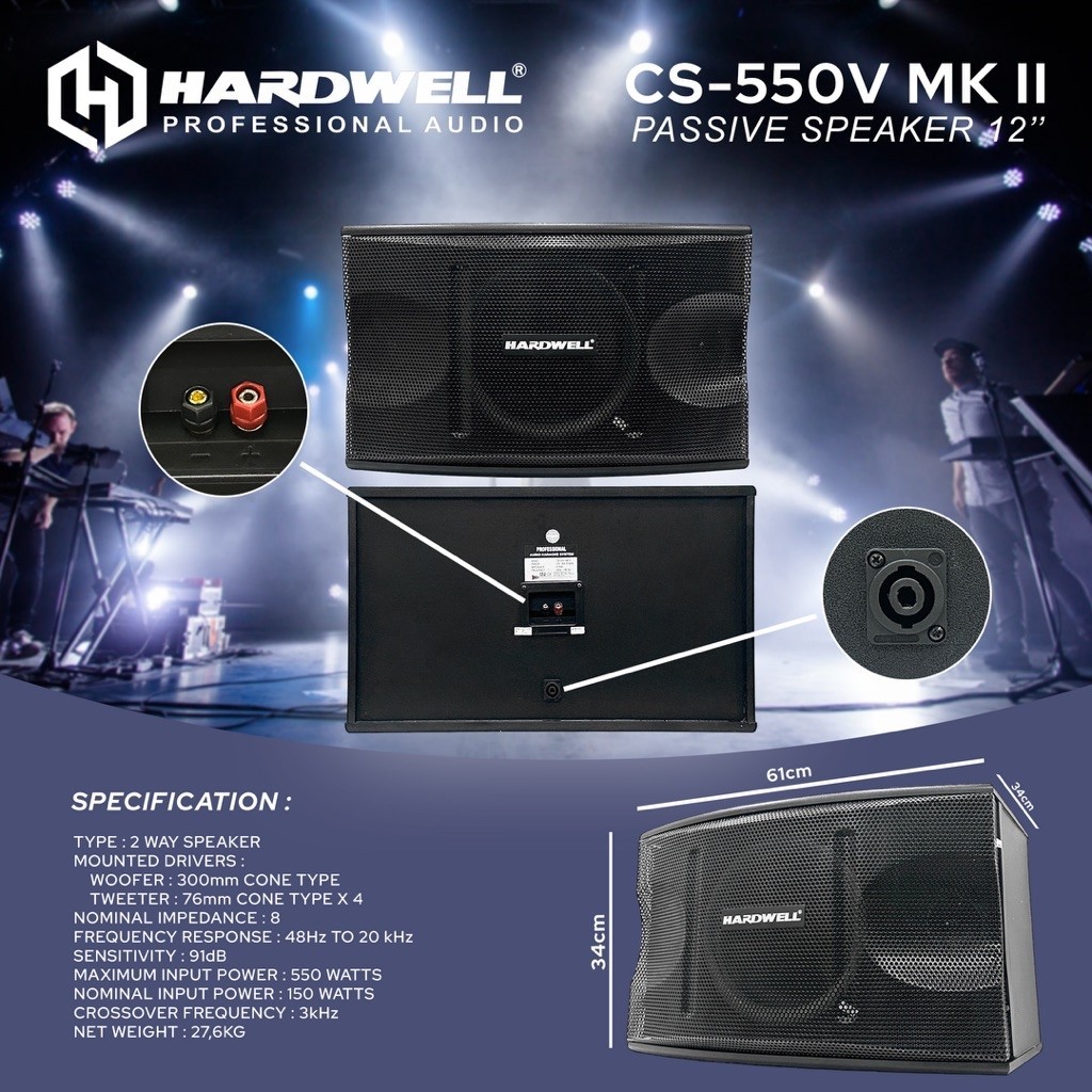 Speaker Passive 12 Inch Hardwell CS 550 MK II Original Pasif Speaker 12 Inch Hardwell (Harga Sepasan