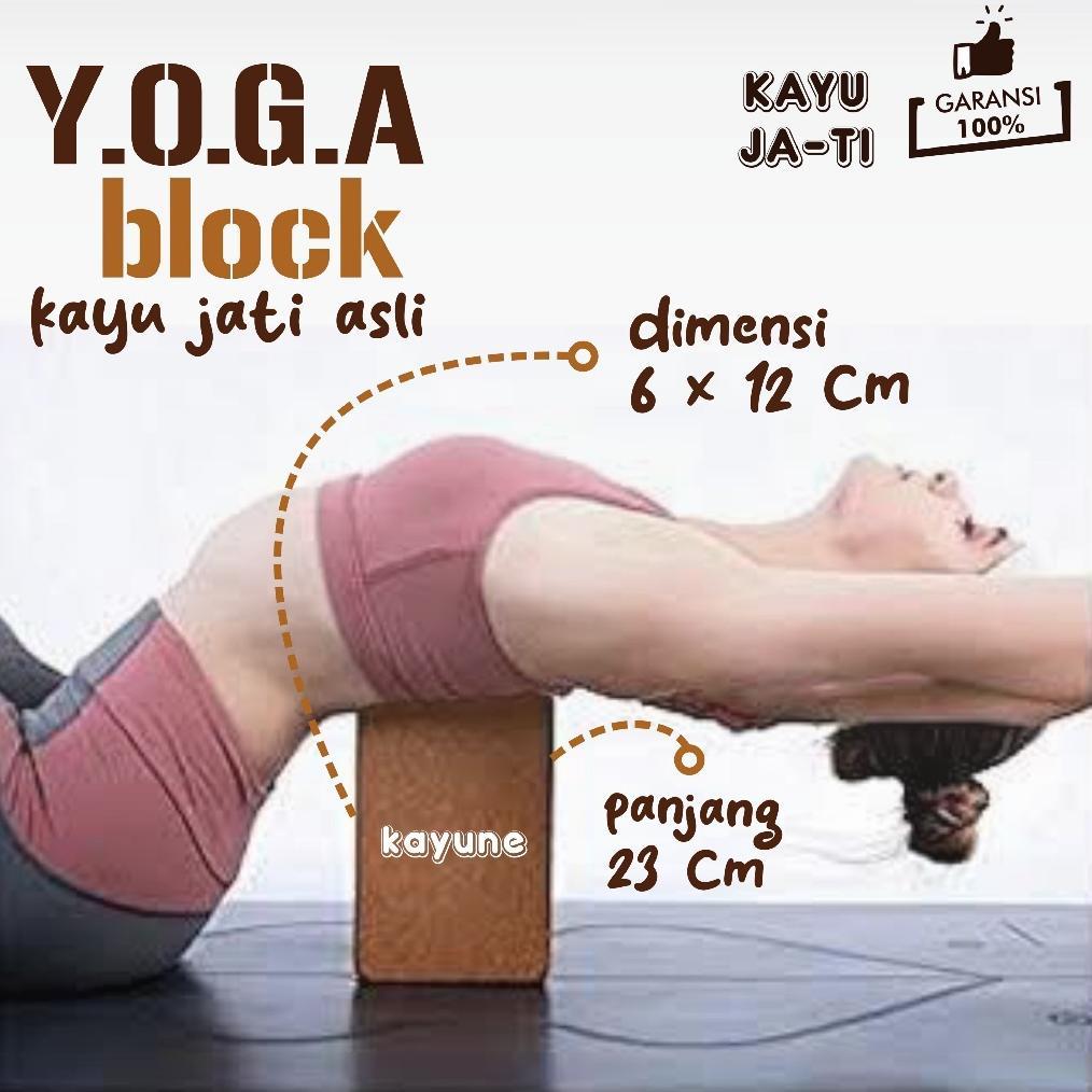 Balok Yoga Kayu Premium Ukuran 6x12x23 cm Bahan Kayu Jati Asli - kayune -