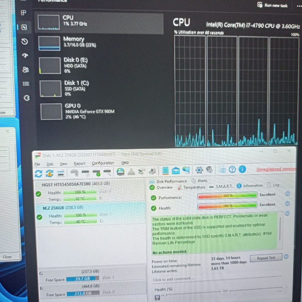 Laptop Aftershock W-15 / Clevo P750ZM I7 4790 GTX 980M setara GTX 1060 RAM 16GB SSD 256GB