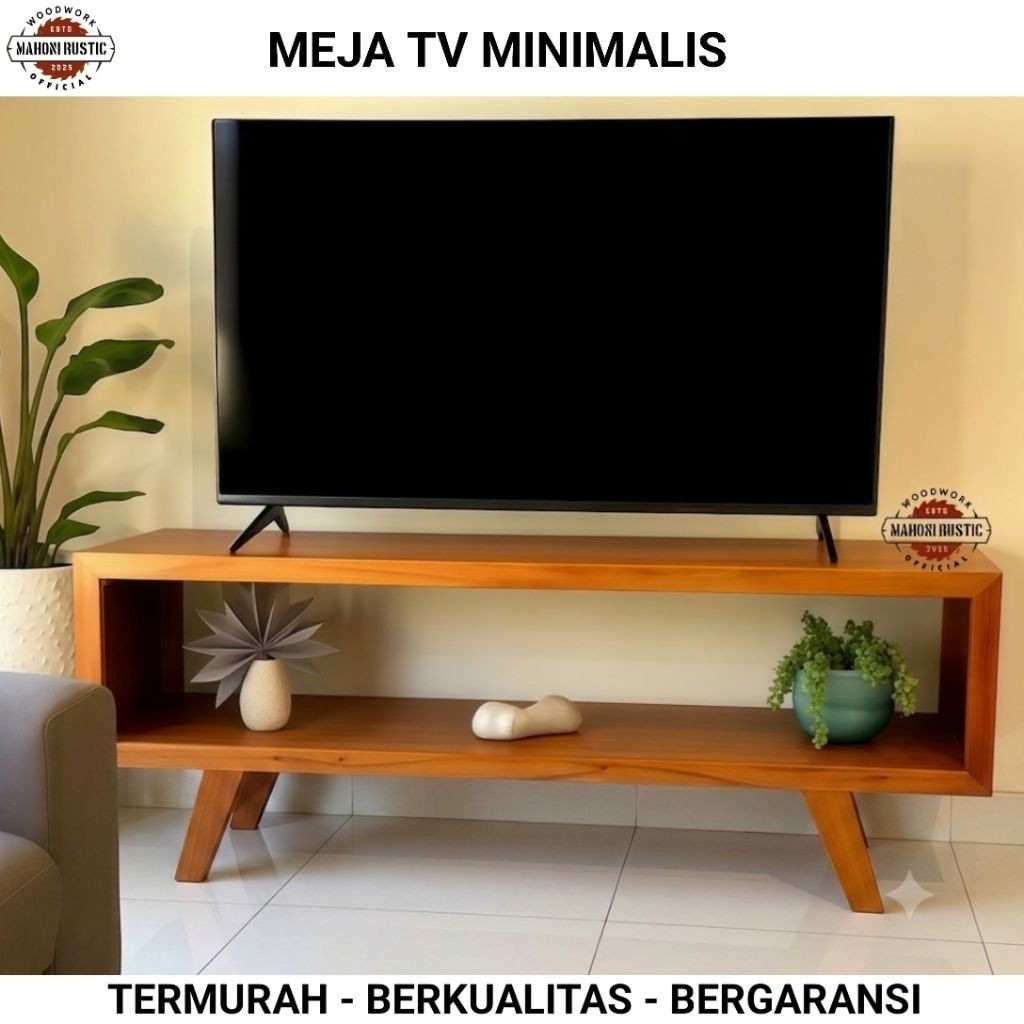 MEJA TV MINIMALIS 120×30×40 rak tv meja tv kayu meja tv serbaguna TV stand MAHONI RUSTIC