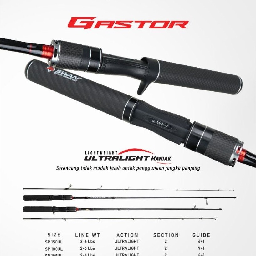 Joran Spinning Swan Gastor 150 180 Carbon Solid