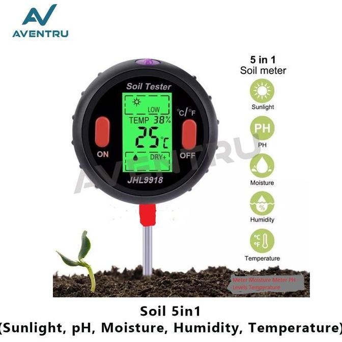 Soil Analyzer Tester 5in1 5 in 1 / Alat ukur PH Cahaya Suhu Kelembapan