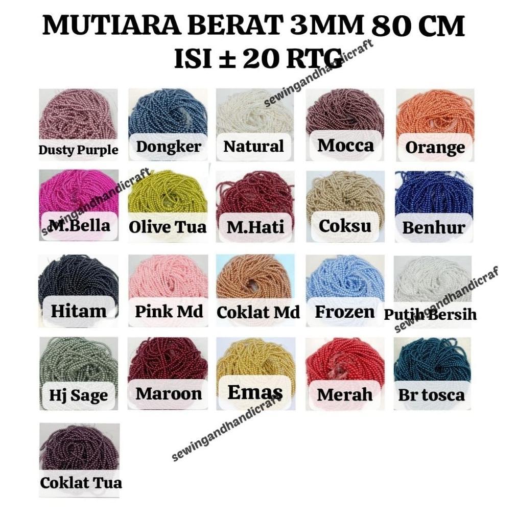 Mote/Manik/Mutiara Berat/ Mutiara Berat 3mm