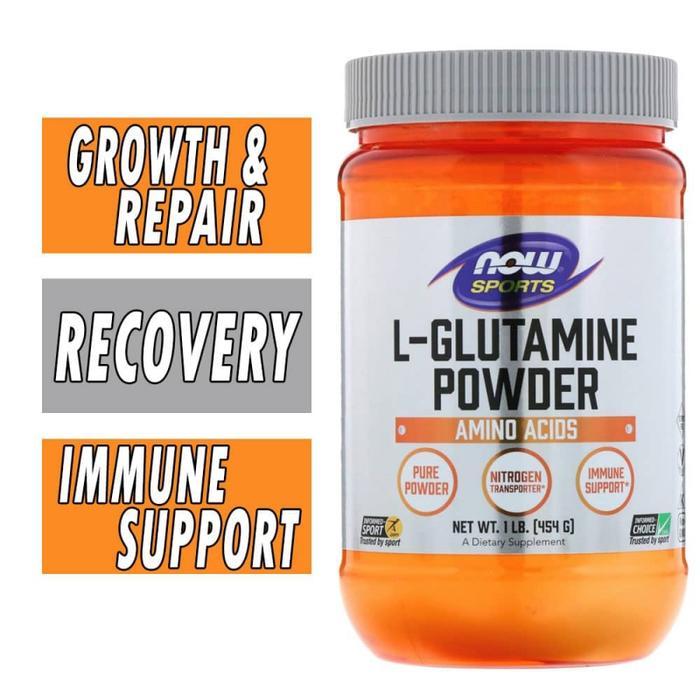 NOW Sports Nutrition, L-Glutamine Pure Powder, Nitrogen Transporter*, Amino Acid, 1 lb 454 g