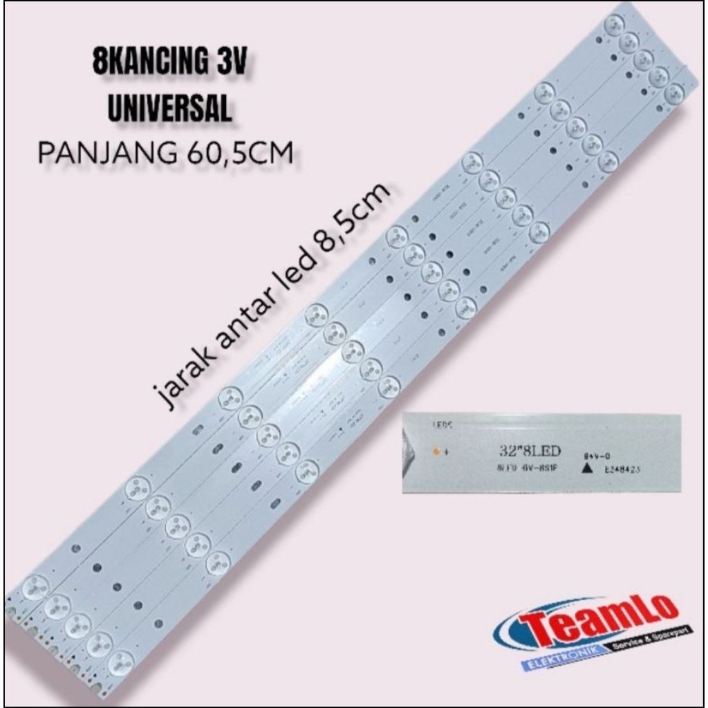LED Backlight 3V Universal 8 Kancing Panjang 60,5cm
