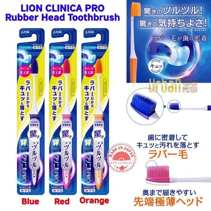 LION CLINICA PRO Rubber Head Compact Regular Toothbrush - Biru