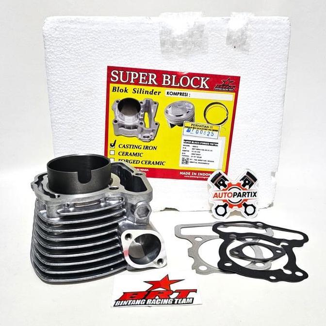BLOK BRT BLOK & GASKET DOUBLE COOLER 53 mm GENIO DELUXE BEAT SCOOPY NEW FI ESP Blok Bore Up Cast Iro