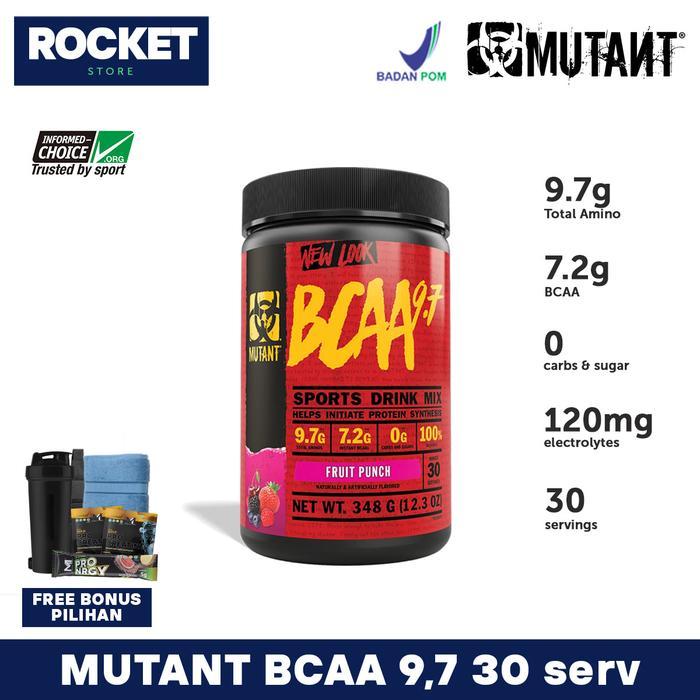 MUTANT BCAA 9.7 Powder 30 serving - Suplemen Asam Amino dengan Elektrolit - Blue Raspberry, TANPA BO